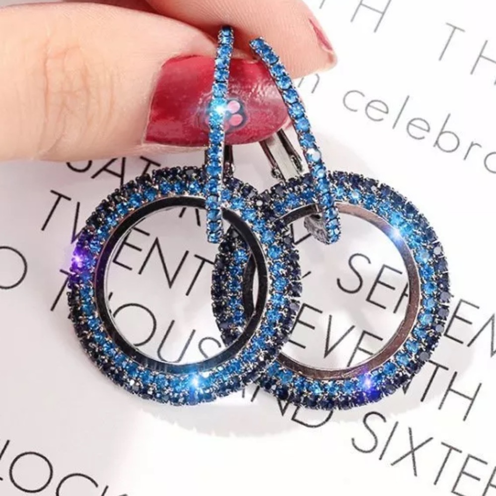 NWT Boutique Round Women Crystal Hoop Earrings